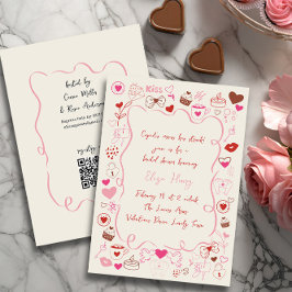 ドードルお洒落バレンタインブライダルシャワー 招待状