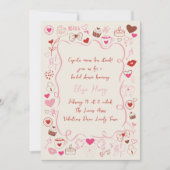 ドードルお洒落バレンタインブライダルシャワー 招待状 (正面)