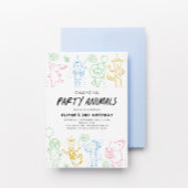 ドードルお洒落パーティー動物任意の年の誕生日 招待状