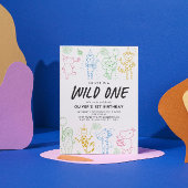 ドードルお洒落パーティー動物1歳の誕生日 招待状