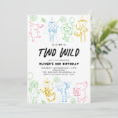 ドードルお洒落パーティー動物2回目の誕生日 招待状 (スタンド正面)