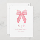 ドードルお洒落ピンクボウ | ウェディング ポストカード (正面/裏面)