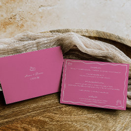 ドードルお洒落ピンク結婚の詳細カード 招待状