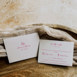 ドードルお洒落ピンク結婚ズ 出欠カード