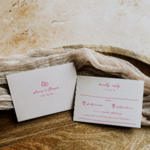 ドードルお洒落ピンク結婚ズ 出欠カード