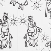 ドードルお洒落ベビーイエスマンガーシーン 壁紙 (縫い目)