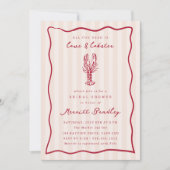 ドードルお洒落ロブスターブライダルシャワー 招待状 (正面)