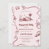 ドードルお洒落ー |イタリアン婚約パーティ 招待状 (正面)