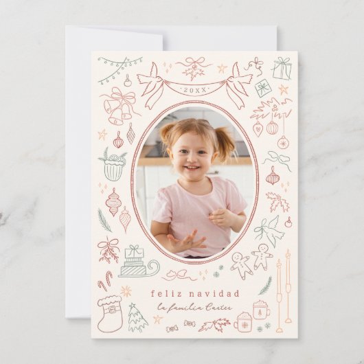 ドードルお洒落・フェリーズ・ナヴィダッドスペインの・クリスマス シーズンカード (正面)