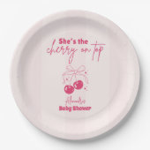ドードルさくらんぼオントップベビーシャワー ペーパープレート (正面)
