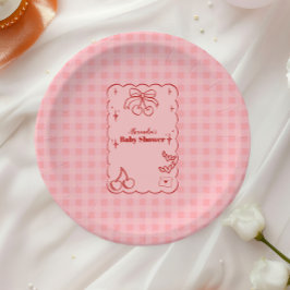 ドードルさくらんぼボウボウバーブベイビーシャワー ペーパープレート