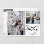 ドードルたった今結婚しました結婚の写真 案内ポストカード (正面/裏面)