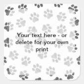 ドードルの前足、犬の前足、猫の前足、黒い前足 スクエアシール (正面)