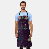 ドードルの木、星、ダークブルー。 エプロン (着用した状態)