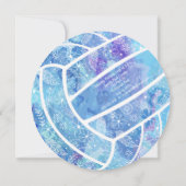 ドードルの花の羽模様ブルーバレーボール 招待状 (裏面)