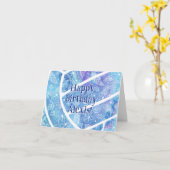 ドードルの花は青バレーボールの誕生日を羽毛 カード (黄色い花)