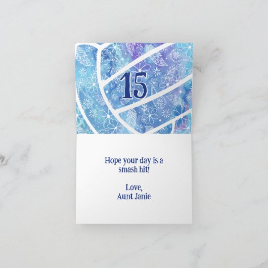 ドードルの花は青バレーボールの誕生日を羽毛 カード (内部)