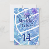 ドードルの花は青バレーボールの誕生日を羽毛 カード (正面)