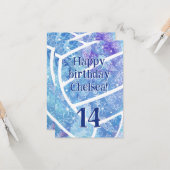 ドードルの花は青バレーボールの誕生日を羽毛 カード (正面/裏面インサイチュ)