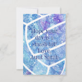 ドードルの花は青バレーボールの誕生日を羽毛 カード (裏面)