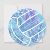 ドードルの花は、青いバレーボールのパーティーを羽毛 招待状 (正面)