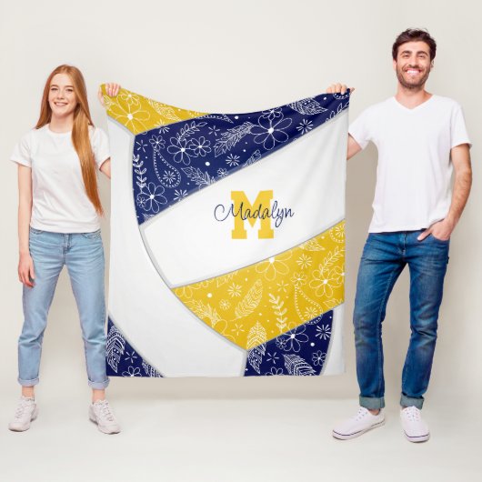 ドードルアートネイビーブルー金ゴールドボホバレーボール フリースブランケット (インサイチュ)