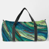 ドードルアートブルースとグリーン ダッフルバッグ (裏面)