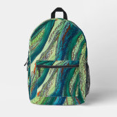 ドードルアートブルースとグリーン プリントバックパック (正面)