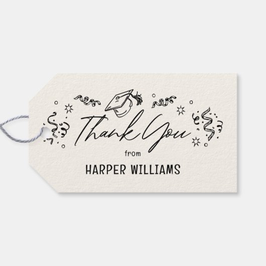 ドードルアート編集可能カラー卒業メッセージカード ギフトタグ (裏面横)