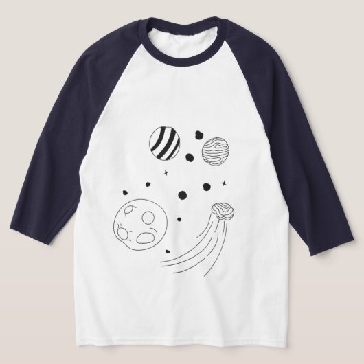 ドードルアートTシャツ – お洒落宇宙デザイン Tシャツ (レイダウン)
