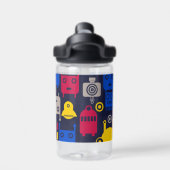 ドードルエイリアン宇宙船とロボットパターン ウォーターボトル (背面)