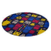 ドードルエイリアン宇宙船とロボットパターン カッティングボード (角)