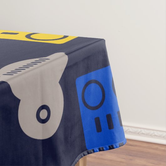 ドードルエイリアン宇宙船とロボットパターン テーブルクロス (インサイチュ)