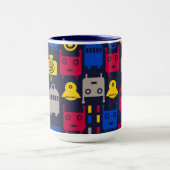 ドードルエイリアン宇宙船とロボットパターン マグカップ (中央)