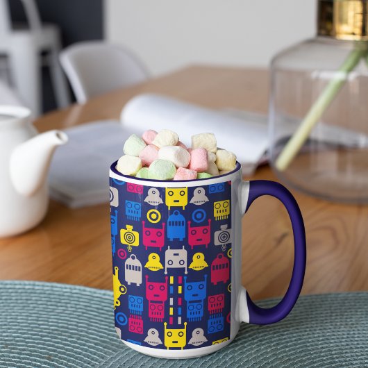 ドードルエイリアン宇宙船とロボットパターン マグカップ