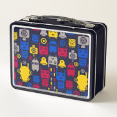 ドードルエイリアン宇宙船とロボットパターン メタルランチボックス (裏面)