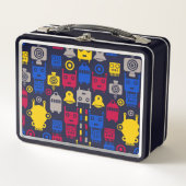 ドードルエイリアン宇宙船とロボットパターン メタルランチボックス (正面)