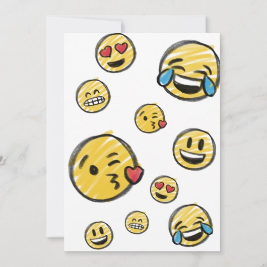 ドードルエモジピンク&ブルートゥイーン誕生日 招待状 (裏面)