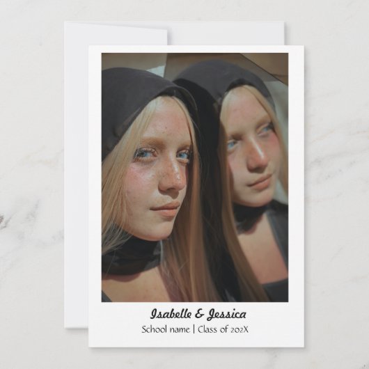 ドードルエレガントスタイル手描き双生卒業 招待状 (裏面)