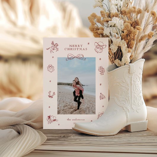 ドードルカウボーイクリスマスフォトホリデーカード シーズンカード