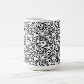 ドードルカップ赤いハート付き – Keith Haring インスパイア コーヒーマグカップ (中央)