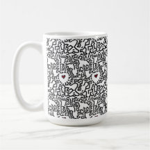 ドードルカップ赤いハート付き – Keith Haring インスパイア