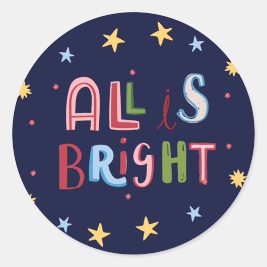 ドードルカラフルは明るいクリスマスカード ラウンドシール (正面)