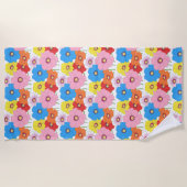 ドードルカラフルアートフローラルパターンプールまたは ビーチタオル (正面)