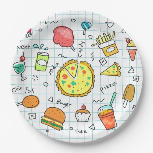 ドードルカラフルキッズファンキー紙とパーティープレート ペーパープレート (正面)