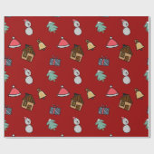 ドードルカラフルクリスマスパターン子供っぽいスタイル ラッピングペーパー (フラット)