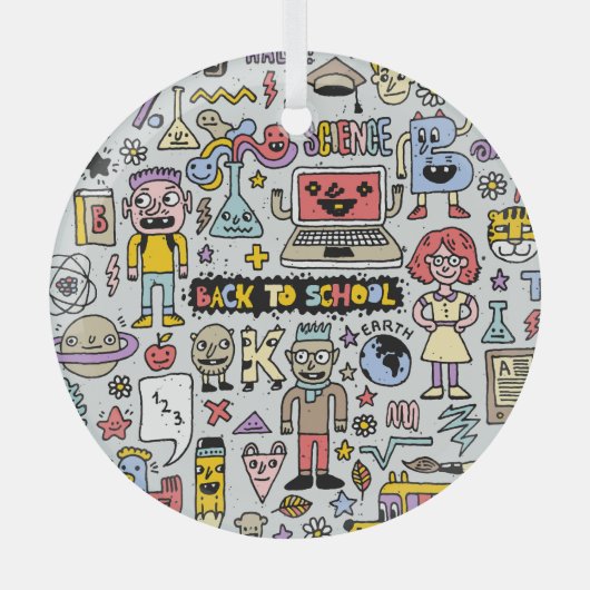 ドードルカラフルスクールヴィンテージセット ガラスオーナメント (正面)