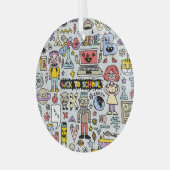 ドードルカラフルスクールヴィンテージセット ガラスオーナメント (正面左)