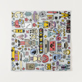 ドードルカラフルスクールヴィンテージセット タペストリー (正面(横))