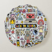 ドードルカラフルスクールヴィンテージセット ラウンドクッション (裏面)